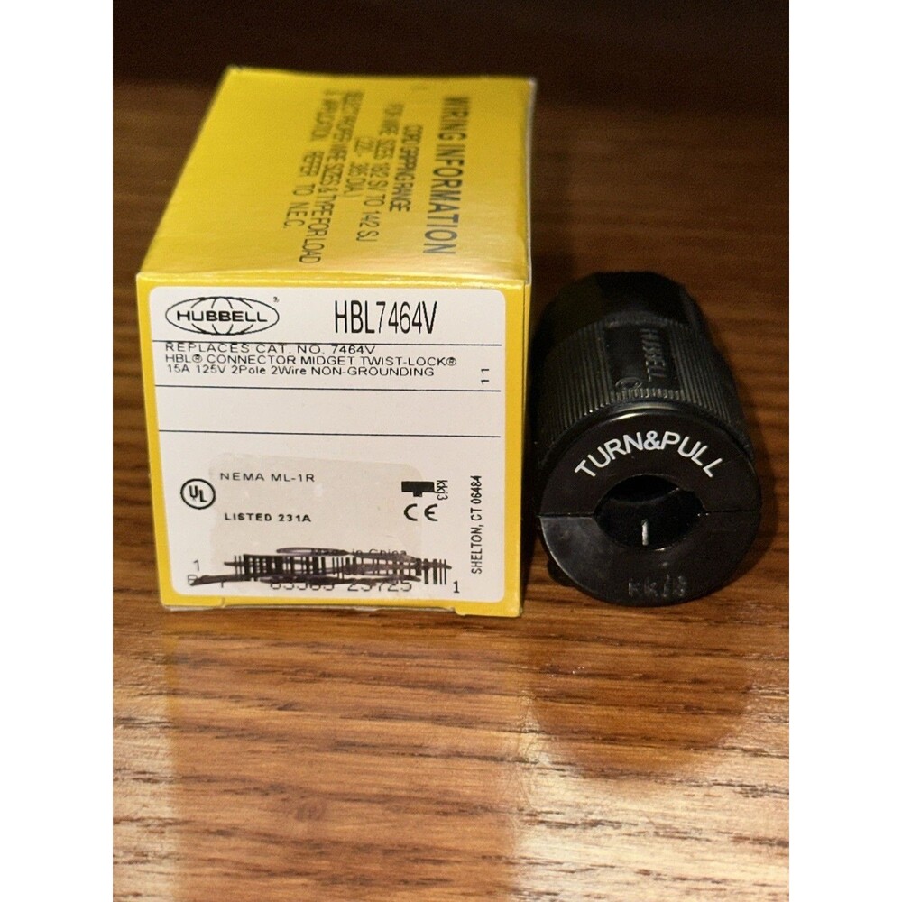 Hubbell HBL7464V Midget Twist-Lock Female Connector 15A 125V Brand New Open Box